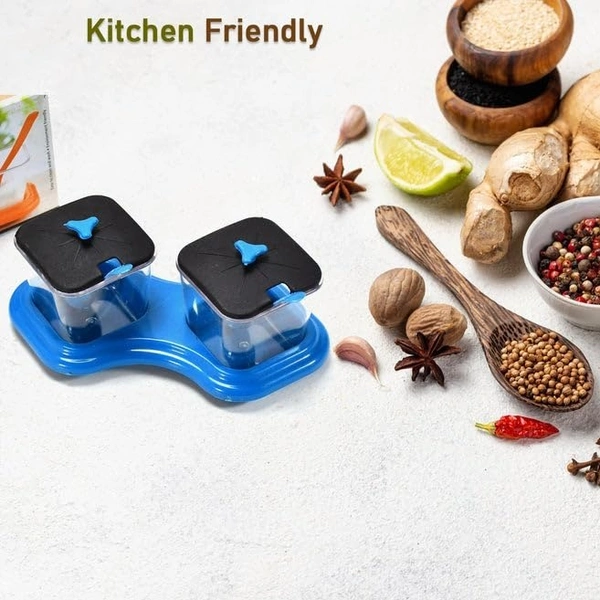 Multipurpose Dining Table Storage Containers | Kitchen Storage Pickle/Spice/Salt Containers | Dryfruits/Pickle Jar with Tray and Spoons Food Grade Plastic 