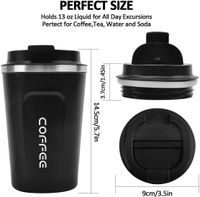 510ML Insulated Coffee Cups Double Walled Travel Mug, Car Coffee Mug with Leak Proof Lid Reusable Thermal Cup for Hot Cold Drinks Coffee, Tea