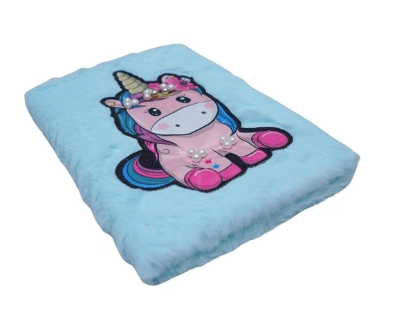 Unicorn Fur Diary Cute Fur Notebook Personal Diary for Kids Kanya Pujan Gift Unicorn Design A5 Ruled For Kids-Light Diary