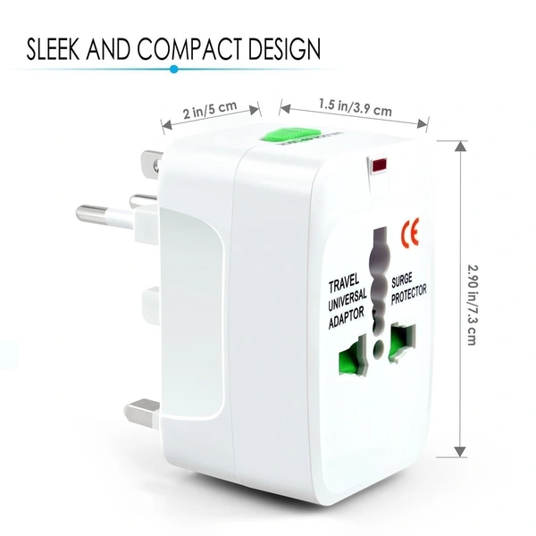 Worldwide Universal Travel Adapter 100V-240V Plug - Worldwide Travel Adapter Compatible in Plugs Used in USA/EU/UK/AU/China/Japan : White