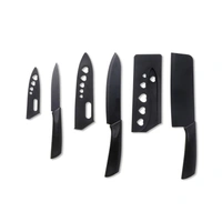 Stainless Steel Coated Black Color Kitchen Cutting Knife with Protective Cover|Ultra Sharp Edge Meat and Vegetable Knife of 3Pcs|Meat Knife 