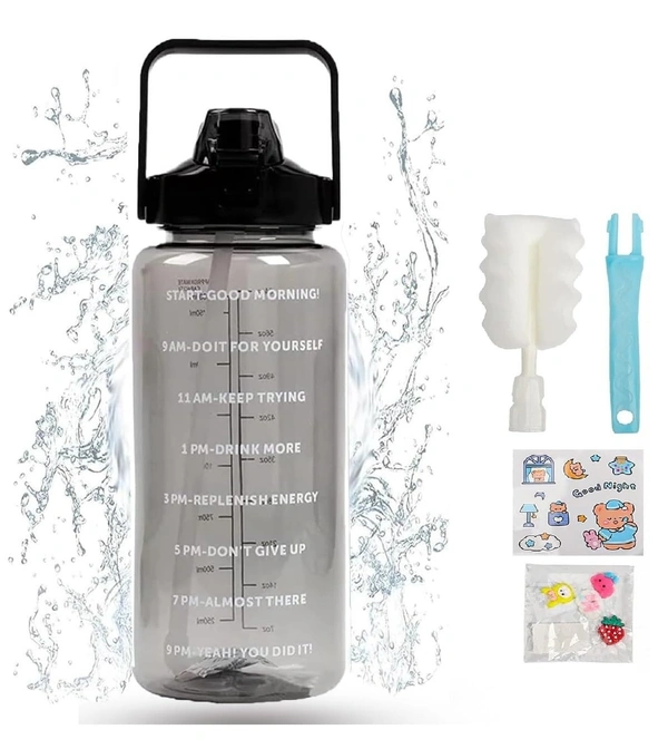 2 L Capacity Water Bottle Belt Straw Transparent bottle