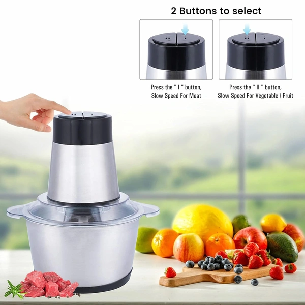 Electric Chopper, Meat Grinders with Stainless Steel Bowl Heavy 700W Motor - 2 Speed Modes for Kitchen Food Processor, Meat, Vegetables, Onion, Mince (2 Liter) (350ML) (2L)