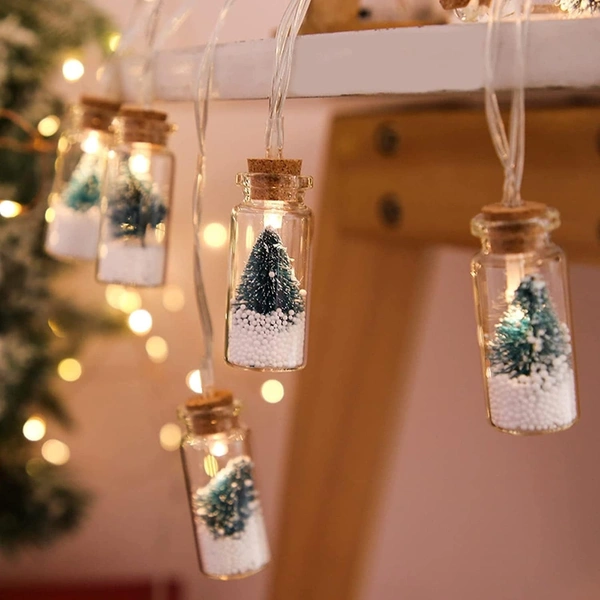 Battery Operated String Lights Mini Wishing Bottle Christmas Tree Snowflake Xmas Lights