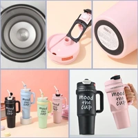 Mood The Cup Insulated Water Bottle, 900 ml, Stainless Steel Tumbler with Handle and Lid 2 Straw, Double Insulated Cup 100% Leak Proof for Office & Gym