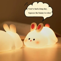 Kids Cute Little Rabbit Night Light Touch Silicone Animal Night Lamp | Rechargeable LED Bedside Lamp for Children's Bedroom | Ideal Gift for Boys, Girls, Toddlers, and Nursery