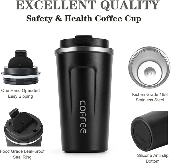 Temprature 510ml Stainless Steel Insulated Coffee Mug with Smart Temperature Display - Leak-Proof, Vacuum-Sealed Travel Mug