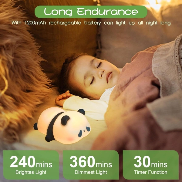 Cute Silicone Sleeping Panda Night Light,Squishy LED Beside Lamp for Kids with Touch Sensor, Nursery Rechargeable Novelty Animal Lamp, Breastfeeding Lamp for Baby & Toddlers (Sleeping Panda)