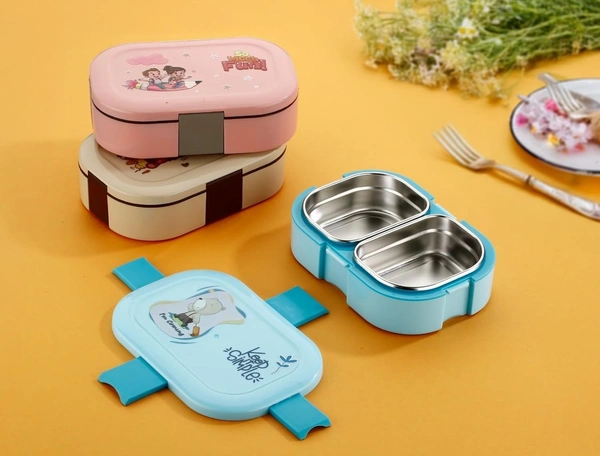 Stainless Steel Tiffin Lunch Box Container/Dabba with 4 Side Clip Lock Lid for Office, Kids School, Travel Food Grade Airtight | Leakproof Compartment Insulated Meal Holder 