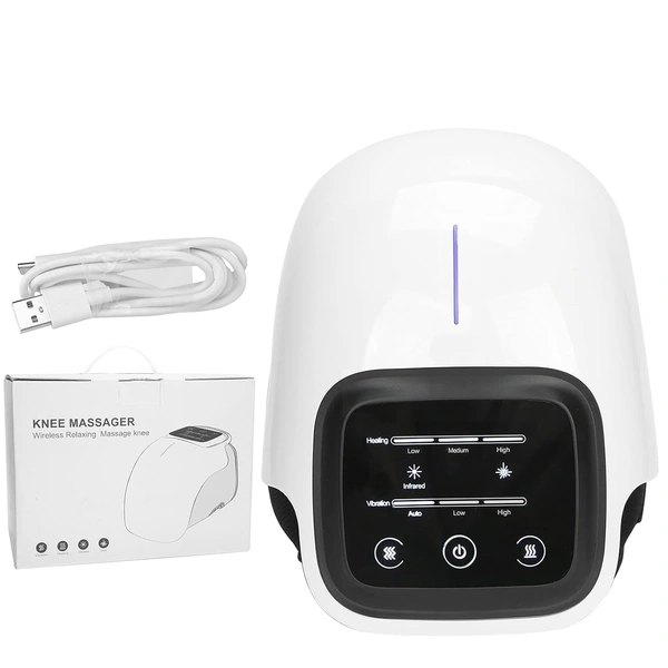 Cordless Knee Massager for Joint Pain, Shoulder, Elbow | 3 Adjustable Heat and Vibration,Red Light Therapy, LED Touch Screen, Cramps, Relieves, Physiotherapy Arthritis for Women and Men