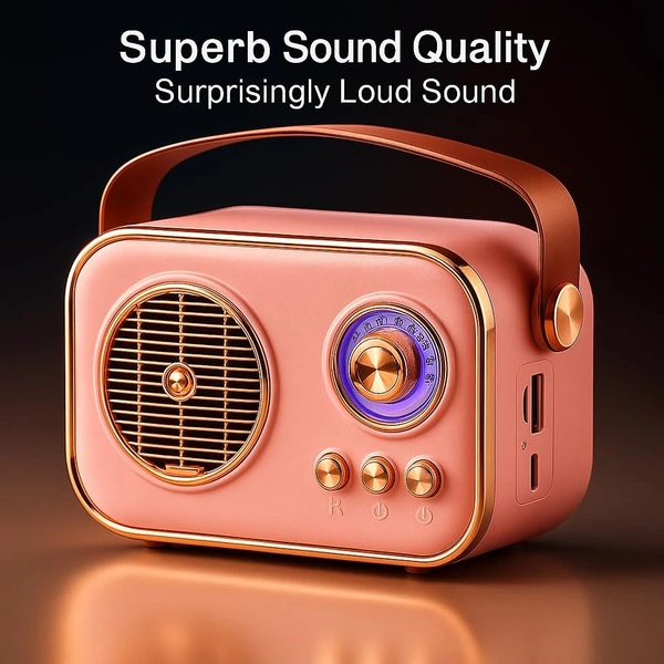 Vintage Bluetooth Wireless Speaker with USB/AUX Input & Hands-Free Calling Perfect for Gift (10W RMS Power)