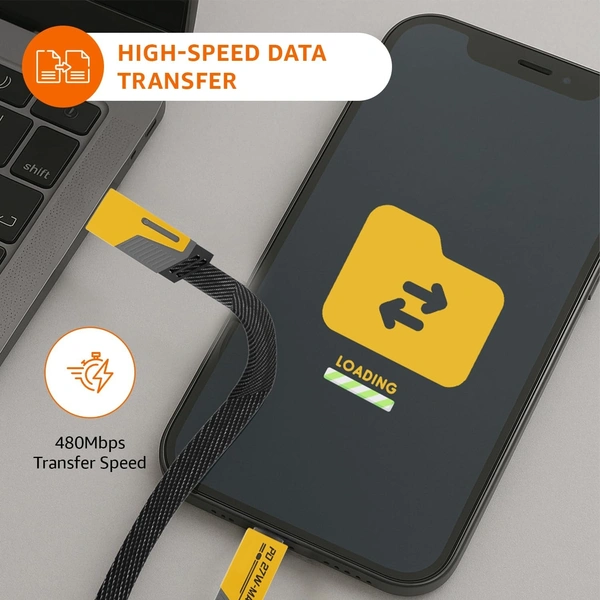 Quad Pro 4-in-1 Metal Flat Braided Indestructible Cable (1.5m, 60W) – Ultimate All-in-One Charging Solution