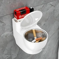 Toilet Ashtray - Quirky White Ceramic Toilet-Shaped Cigarette Holder for Bathroom, Funny Novelty Gift