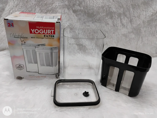 Greek Yogurt Strainer, 1100ml Multi Yoghurt Maker Strainer with Fine Mesh Bag & Lid for Thick Greek Yogurt, Soybean Milk, Kefir, Berries, Soup, Fruit Juice, Coffee