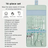 16-Piece Manicure Set Nail Clipper Kit – Stainless Steel Nail & Pedicure Tools for Men & Women | Professional Grooming Kit for Hand, Foot, Skin & Facial Care in Travel Case(16 in 1)