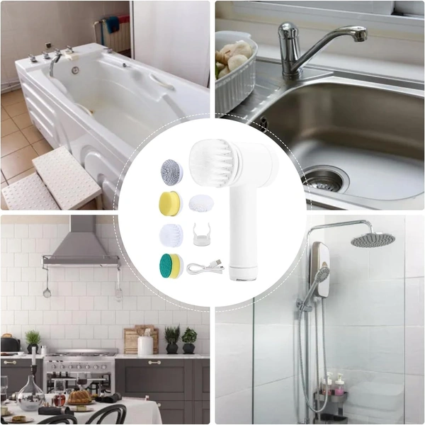 5 in 1 Magic Brush, Electric Spin Scrubber, Handheld Wireless Electric Cleaning Brush Kitchen Dishwashing Brush Bathroom Sink Tile Electric Brush Pot Artifact, Cleaning Supplies, Household