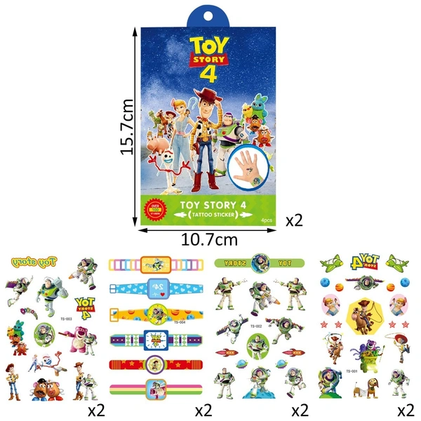 Temporary Tattoo for Kids 8 Sheets Waterproof Temporary Tattoo Cartoon Stickers Birthday Party Gift Toy Toys for Children Toy Story Party Decorations