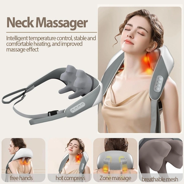 Neck Massager for Cervical Pain Relief,Electric Deep Tissue Shiatsu with Infrared Heat Therapy 5D Kneading Massage Machine for Full Body Relax,Neck,Muscles,Back,Shoulder,Legs