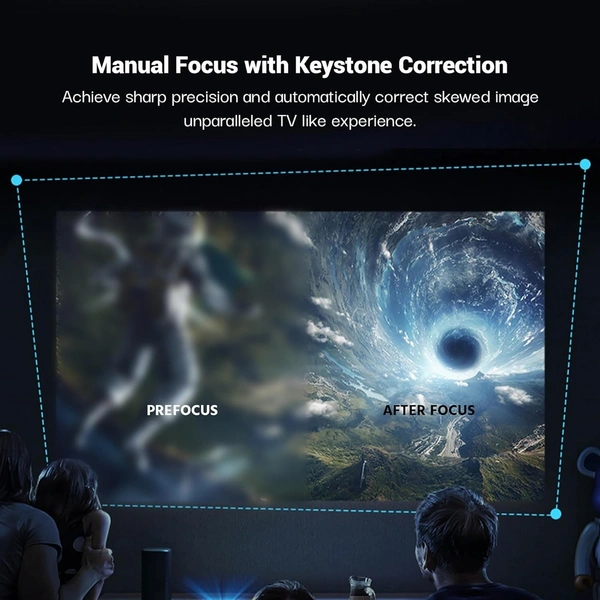 Smart Projector for Home, Native 720p with 4K Support, 4500 Lumens, Android 11, Apps (Netflix, Prime, YouTube) Freestyle Design with built-in stand, Speaker, WiFi, 100" Display