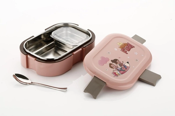 Stainless Steel Tiffin Lunch Box Container/Dabba with 4 Side Clip Lock Lid for Office, Kids School, Travel Food Grade Airtight | Easy to Carry Leakproof Compartment Insulated Meal Holder