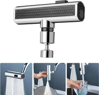 3 in 1 Waterfall Kitchen Faucet,360° Swivelling Anti-Splash Sink Faucet Sprayer Adapter,Waterfall Faucet with Pull Down Sprayer,Universal Tap Extender for Kitchen and Bathroom Sink and Wash Basin