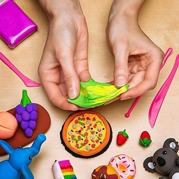 (Pack of 12) Air Dry Clay, Colorful Children Soft Clay, Creative Art Crafts, Gifts for Kids-Multi Color. Non-Toxic Modeling Magic Fluffy Foam Bouncing Clay Putty Kit for Kids with Tools - with tool
