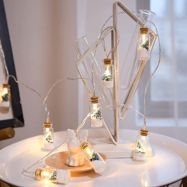 Battery Operated String Lights Mini Wishing Bottle Christmas Tree Snowflake Xmas Lights