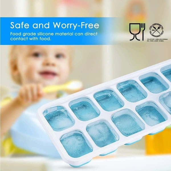 Ice Cube Trays, Silicone Easy-Release and Flexible 14-Ice Trays with Spill-Resistant Removable Lid, BPA Free, Durable and Dishwasher Safe 