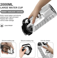 2 L Capacity Water Bottle Belt Straw Transparent bottle