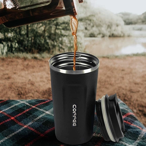 510ML Insulated Coffee Cups Double Walled Travel Mug, Car Coffee Mug with Leak Proof Lid Reusable Thermal Cup for Hot Cold Drinks Coffee, Tea