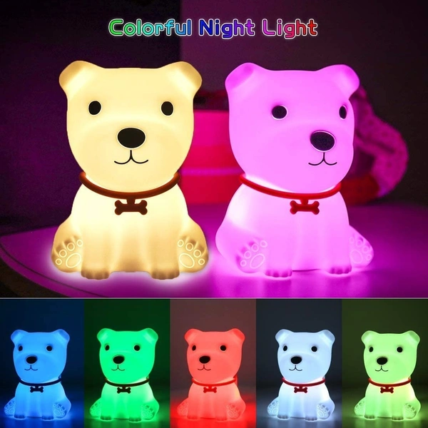 Silicone Puppy Kids Lamp, Cute Dog Lamp for Baby Room Decor