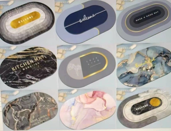  Bathroom mat Marble Print Anti-Skid Water Soaking Marble Print Door Mat  (40x60cm) 