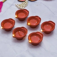 Water Diyas / LED Sensor Light Deepaks / Flameless & Smokeless Tea Light Candles for Karthika & Mandir Decoration