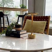 Metal Rechargeable Cordless Led Table Lamps Touch Sensor Light, 3-Levels Portable Dimming Wireless Battery Operated Lamp,Nightstand Lamp/Night Light/Restaurant Table/Outdoor/Coffee/Bar(Gold)