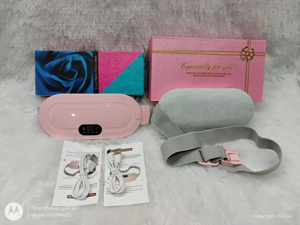 Period Cramp Relief Heating Pad Pain Device with 4 Massage Modes for Menstrual Pain and Belly or Back Pain Relief, LED Display, Comfortable Belt