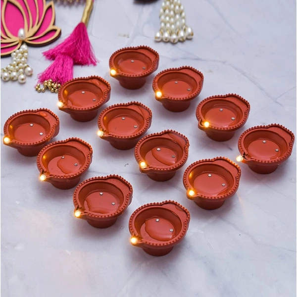 Water Diyas / LED Sensor Light Deepaks / Flameless & Smokeless Tea Light Candles for Karthika & Mandir Decoration