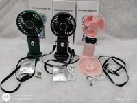  Portable Fan Mini Handheld Blue Fan with Digital Display Small USB Rechargeable Personal Pocket Fan with 5 Speeds Foldable Desk Fan with Lanyard and Base for Home Travel，170007