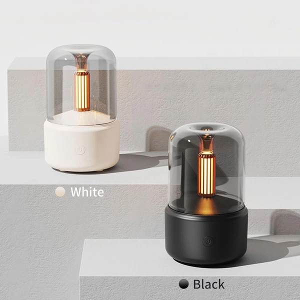 Candlelight Style Aroma Diffuser 120mL Mist Humidifier Warm White Night Light Quiet Essential Oil Diffuser Cool Mist Air Humidifier for Desktop Home Office Bedroom Car AURH