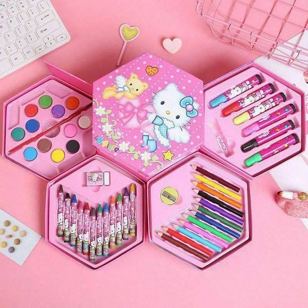 46 Pcs Art Set, Art Box,Art Kit, Kids Painting Set for Kids, Box with Colour Pencil, Crayons, Water Colour, Sketch Pens (Print May Very)