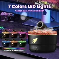 Cannon Humidifier, 7 Colors LED Mini Cannon Diffuser Silent Vapor Canon Aroma Diffuser, 2 Mode Creative Turret Cool Mist Air Aromatherapy, Small Home Desktop Humidifier for Bedroom, Waterless Auto-off