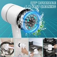 5 in 1 Magic Brush, Electric Spin Scrubber, Handheld Wireless Electric Cleaning Brush Kitchen Dishwashing Brush Bathroom Sink Tile Electric Brush Pot Artifact, Cleaning Supplies, Household