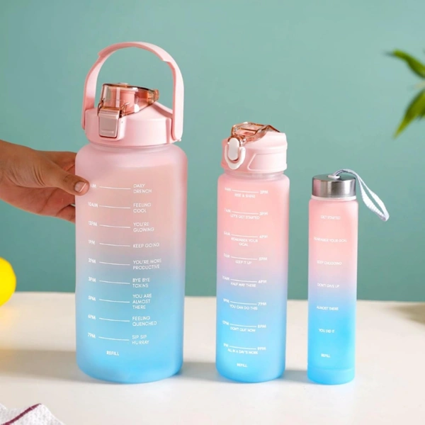 3in1 Motivational Water Bottle 1500 Ml 800 Ml 300 Ml