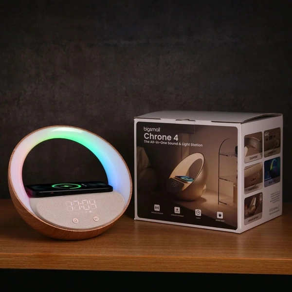 Alarm Clock with Wireless Charging, Speakers Bluetooth 5.3, 15W Wireless Charger Bedside Alarms Clocks, Sunrise Simulation Wake Up Night Light, 2400 mah Alarm Clock for Bedroom Iphone/Samsung