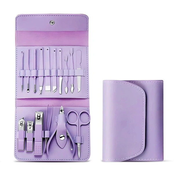 16-Piece Manicure Set Nail Clipper Kit – Stainless Steel Nail & Pedicure Tools for Men & Women | Professional Grooming Kit for Hand, Foot, Skin & Facial Care in Travel Case(16 in 1)