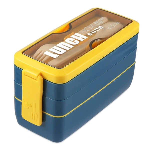 Bento Box Lunch Box, 3-In-1 Compartment Containers - Wheat Straw, Leakproof Eco-Friendly Stackable Bento Lunch Box Meal Prep