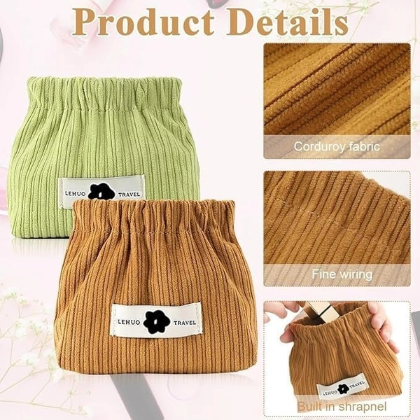 Mini Elastic Storage Bag Handbags for Women Mini Makeup Bag Corduroy Storage Bag Envelope Cosmetics Storage Self Closing Makeup Pouch, Pocket Cosmetic Bag. (Pack of 1)