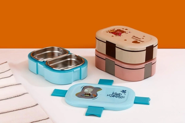 Stainless Steel Tiffin Lunch Box Container/Dabba with 4 Side Clip Lock Lid for Office, Kids School, Travel Food Grade Airtight | Leakproof Compartment Insulated Meal Holder 