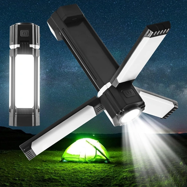 Camping Lantern 3000mAh USB Rechargeable Camping Lamp Foldable Hanging Camping Light with 5 Modes and Magnetic Top Portable Power Bank Camping Light for Camping Outdoor Emergency