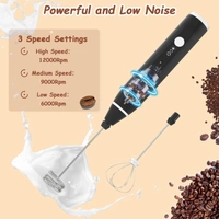 Milk Frother Handheld USB Rechargeable Electric Foam Maker for Coffee, Cappuccino, Egg Mix, 2 Whisks for Coffee