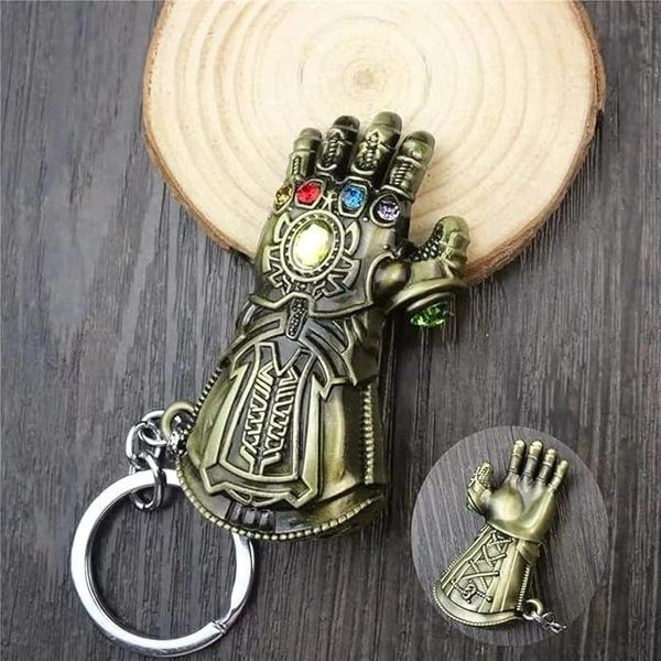 Avengers Thanos hand with all Infinity Stone Gauntlet and Double-Bladed Sword KeyChain best Gift for (Thanos Lovers)
